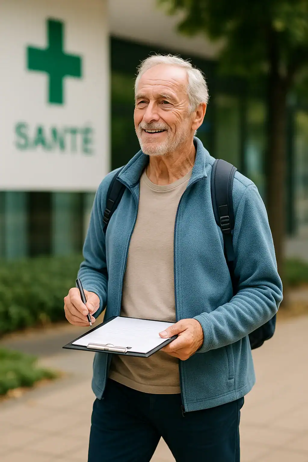 Senior actif réalisant un bilan de santé après 60 ans, illustrant l’importance de la prévention et du rôle des mutuelles pour bien vieillir.