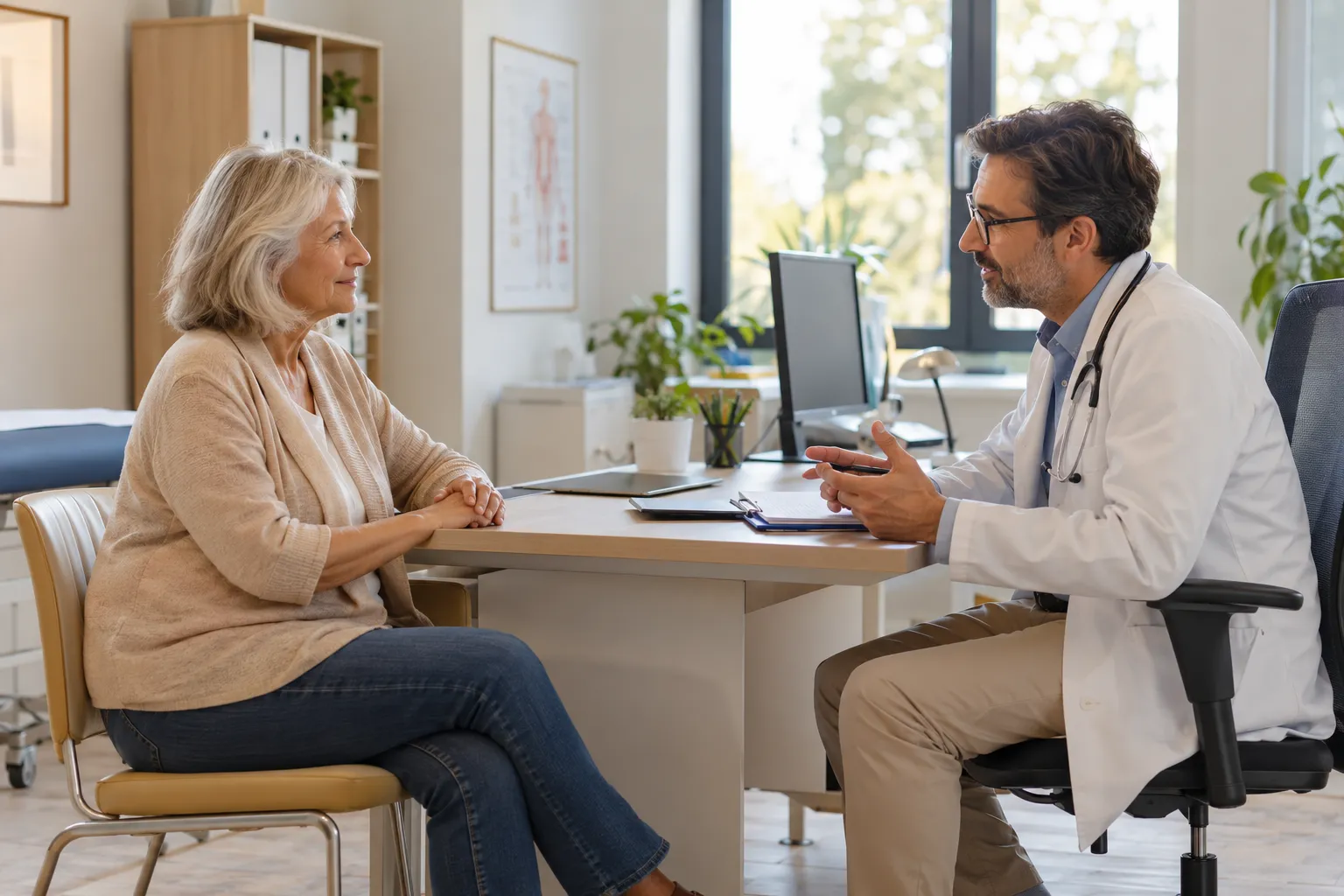 Femme senior en consultation chez son médecin