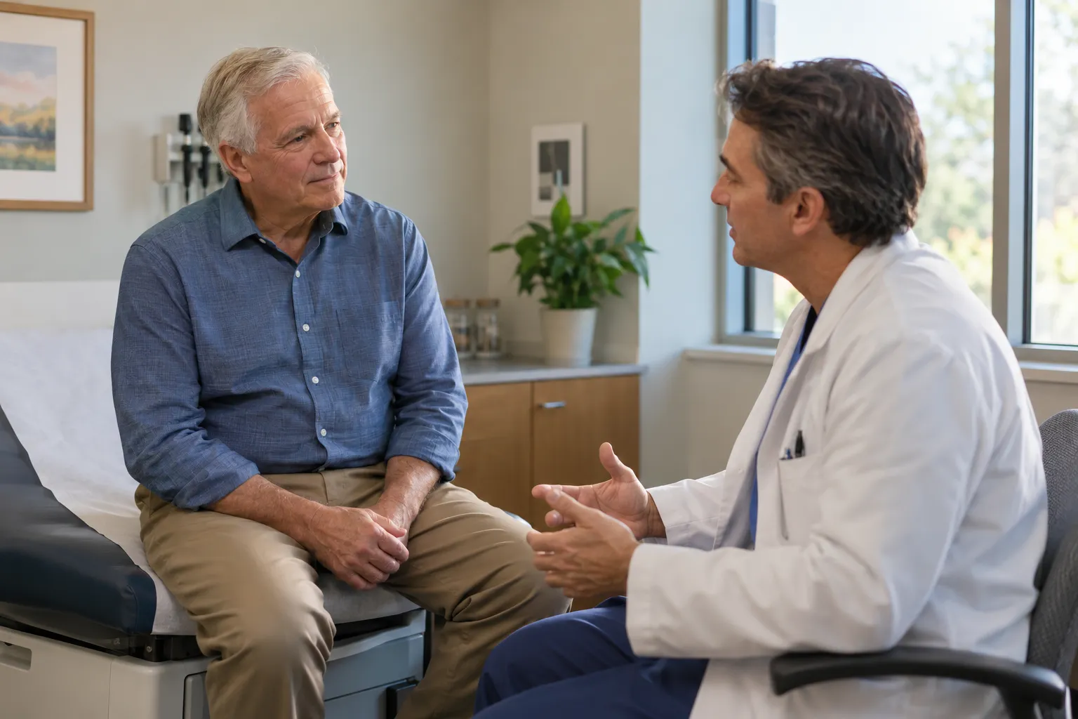 Homme senior en consultation chez un urologue